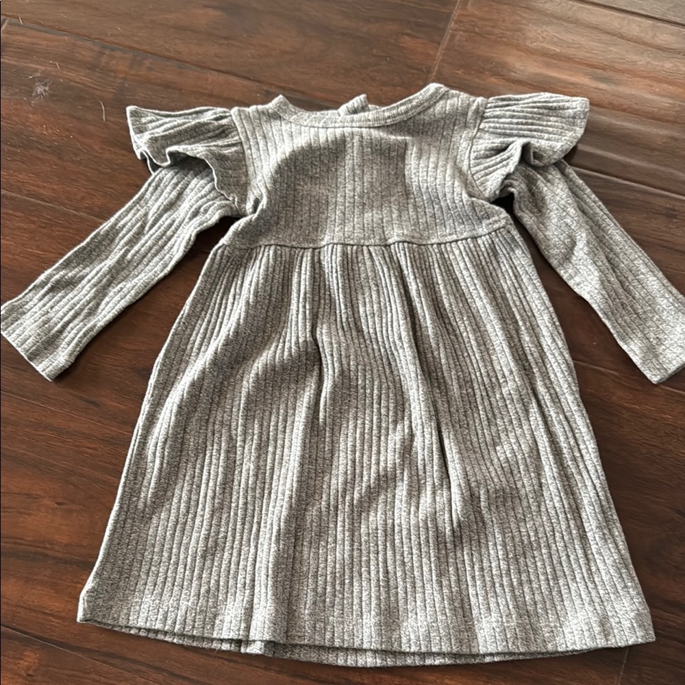 Kate Quinn Gray Ribbed Kids Dress
